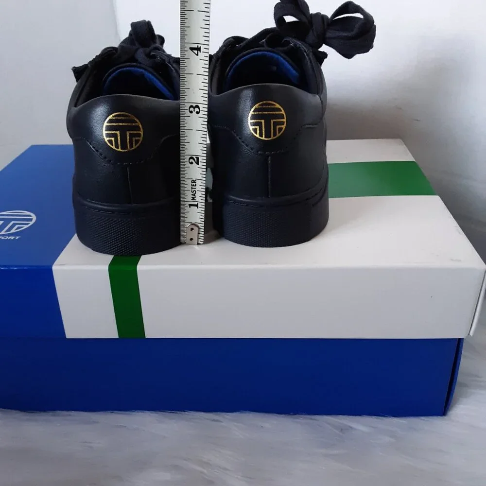 Tory Burch Sport Navy Ruffle Sneakers Round Toe Leather Shoes size 5M